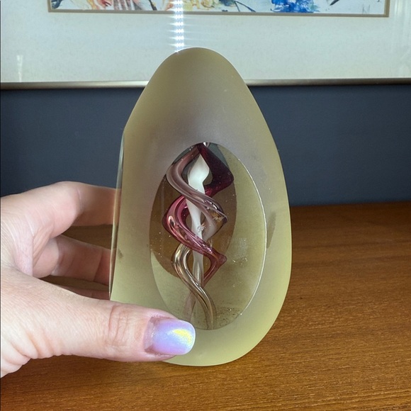 Elegant Glass Art Sculpture with Purple Swirl - Picture 8 of 11